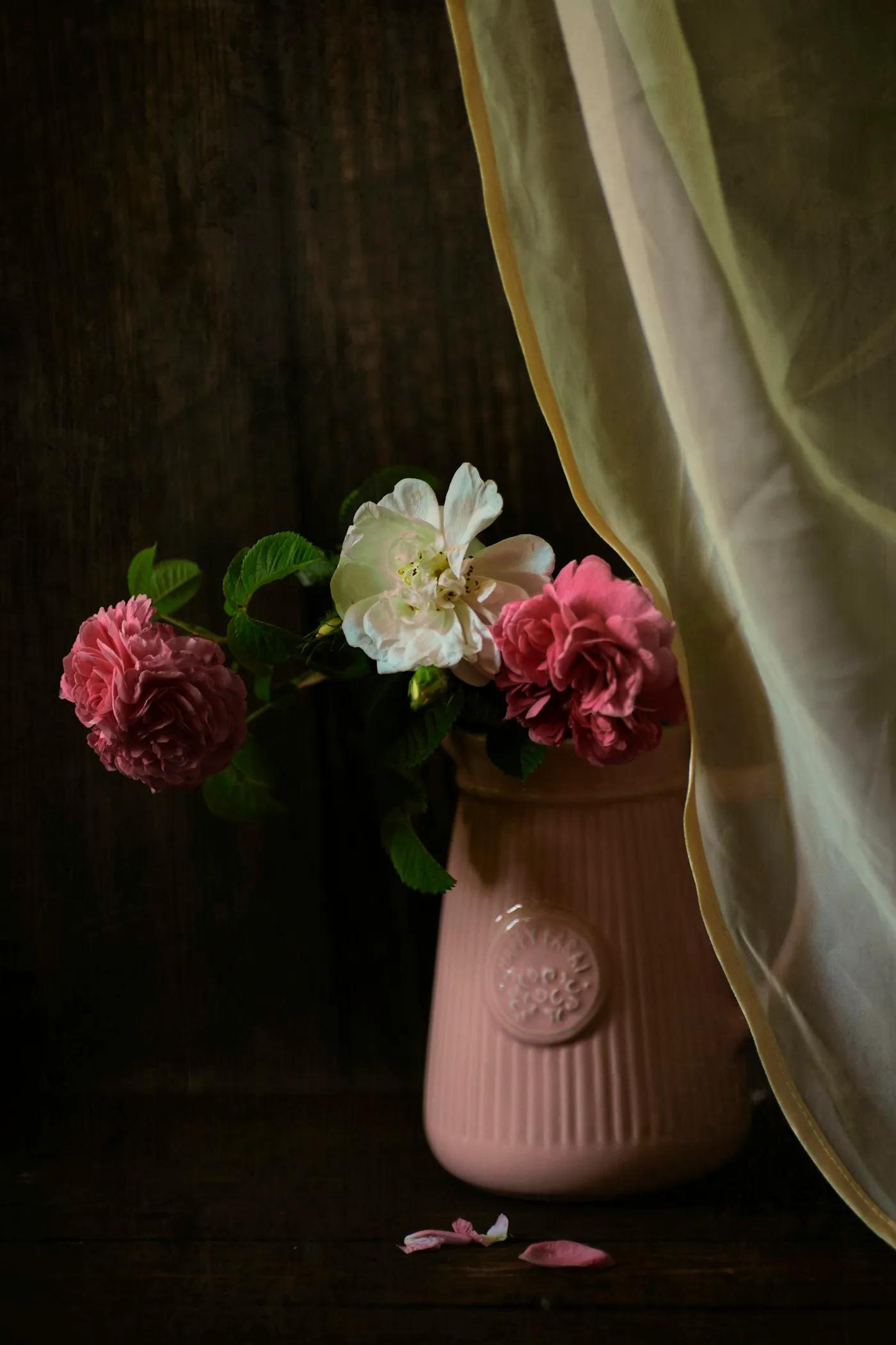 Dried roses in soft dusty-pink tones